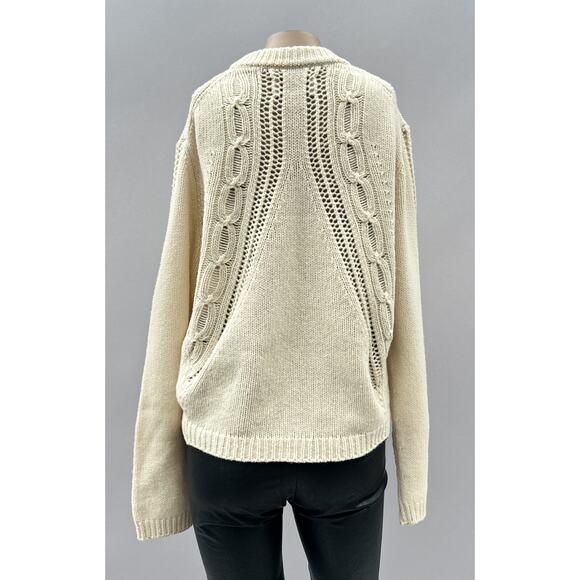 Zadig & Voltaire Morley Cable-Knit Merino Wool Sweater Vanilla Women's Large - Picture 8 of 16